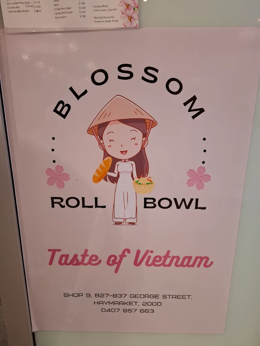 Menu, Blossom Roll and Bowl