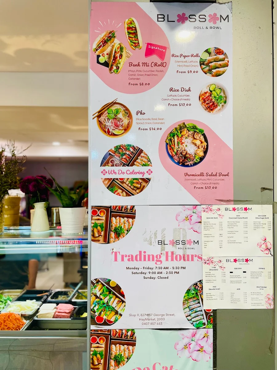 Menu, Blossom Roll and Bowl