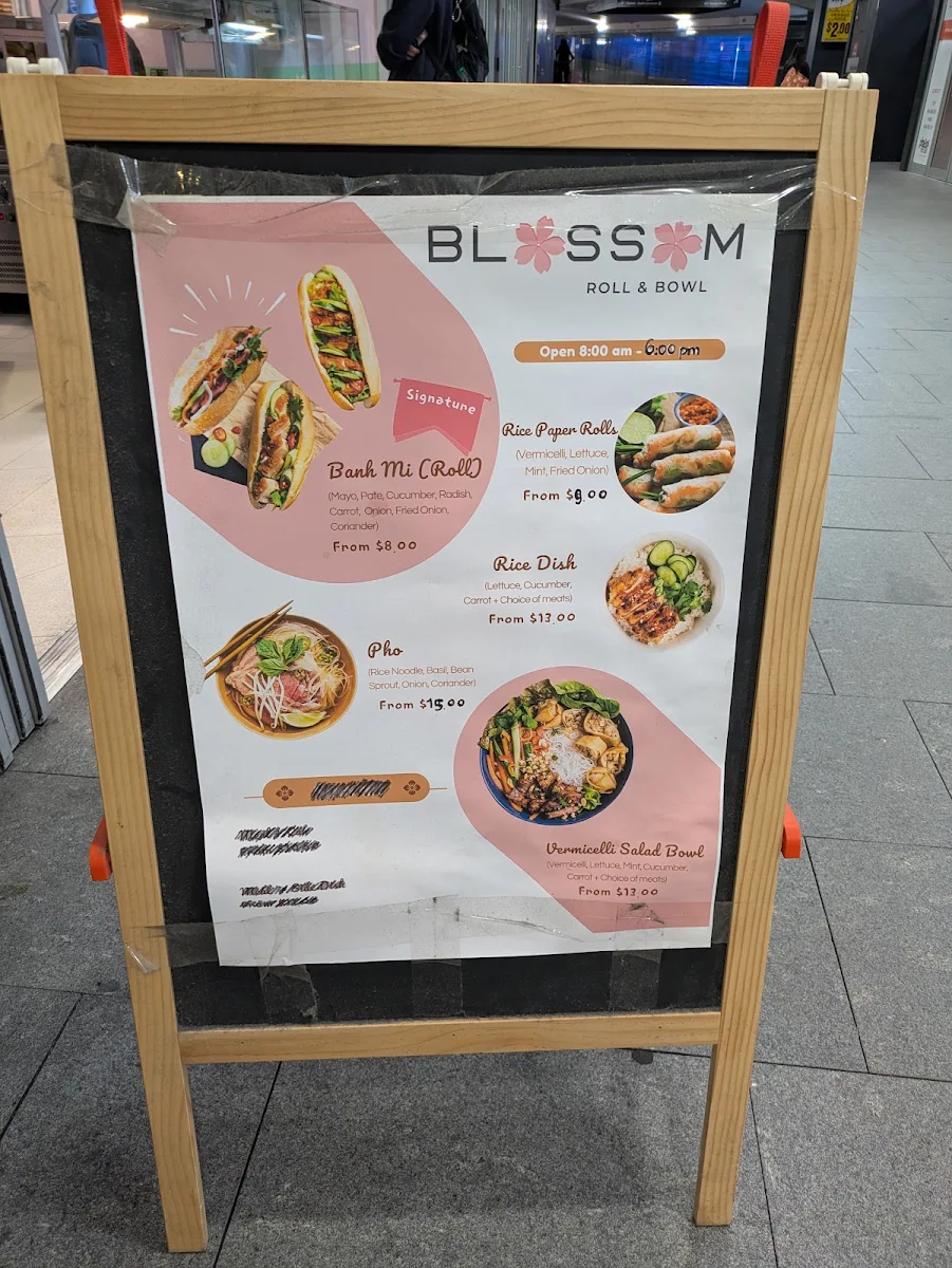 Menu, Blossom Roll and Bowl
