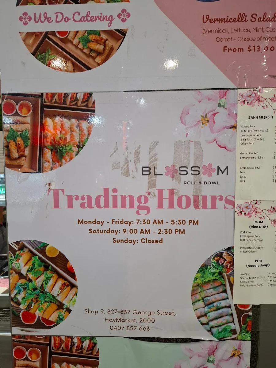 Menu, Blossom Roll and Bowl