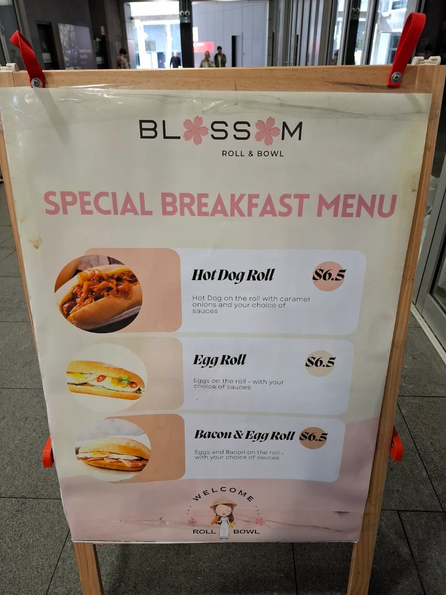 Menu, Blossom Roll and Bowl