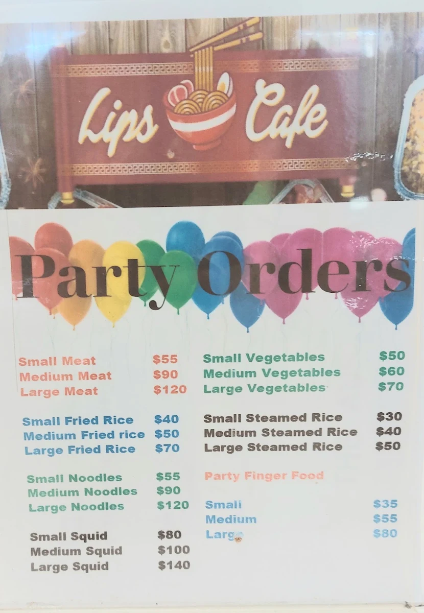 Menu, Lips Cafe