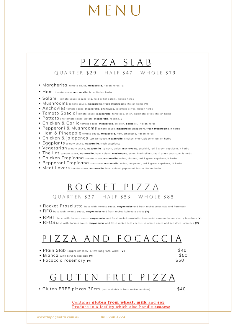 Menu, La Pagnotta