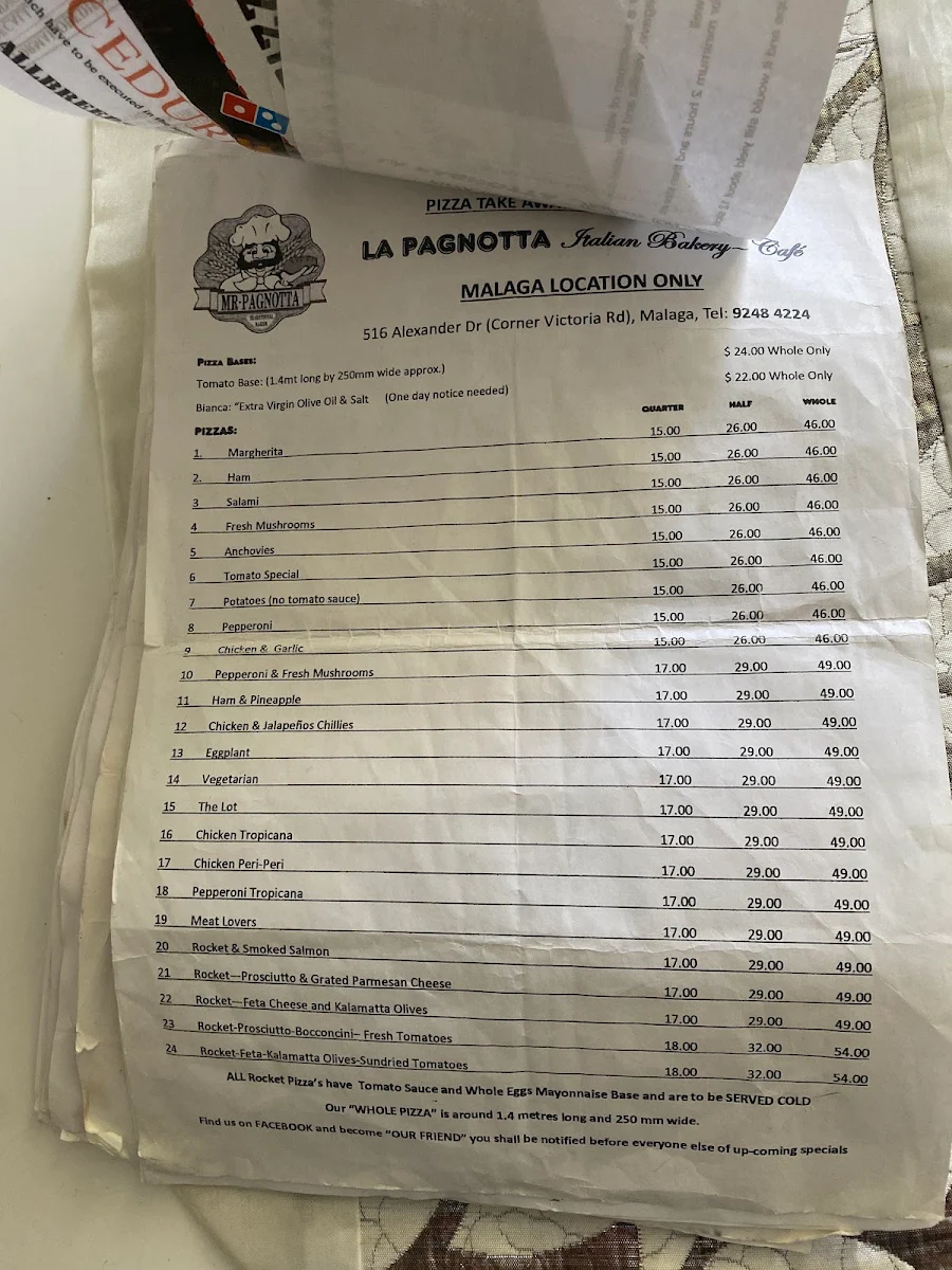Menu, La Pagnotta
