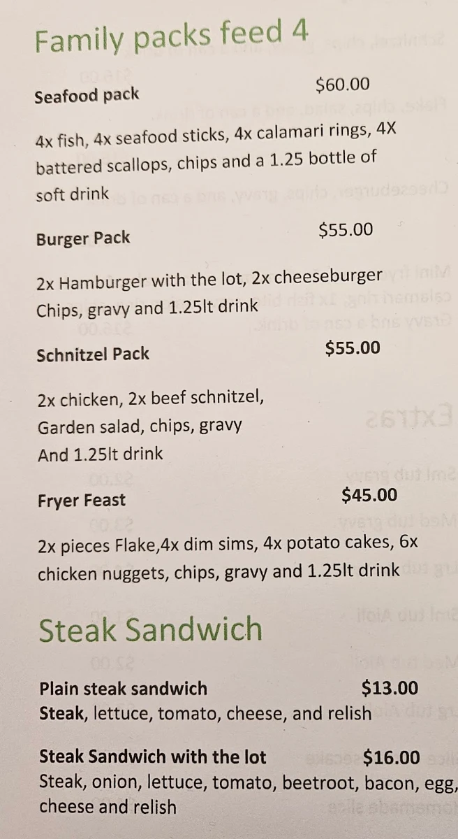 Menu, Cafe 13