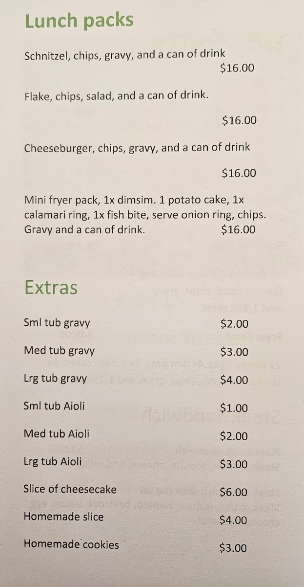 Menu, Cafe 13