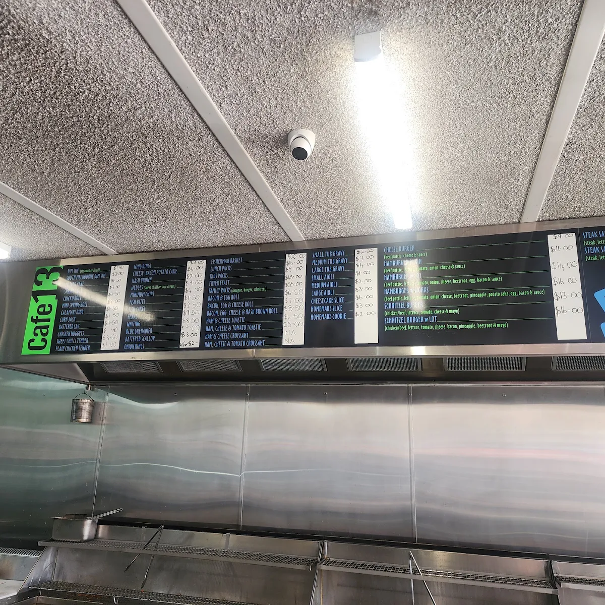 Menu, Cafe 13