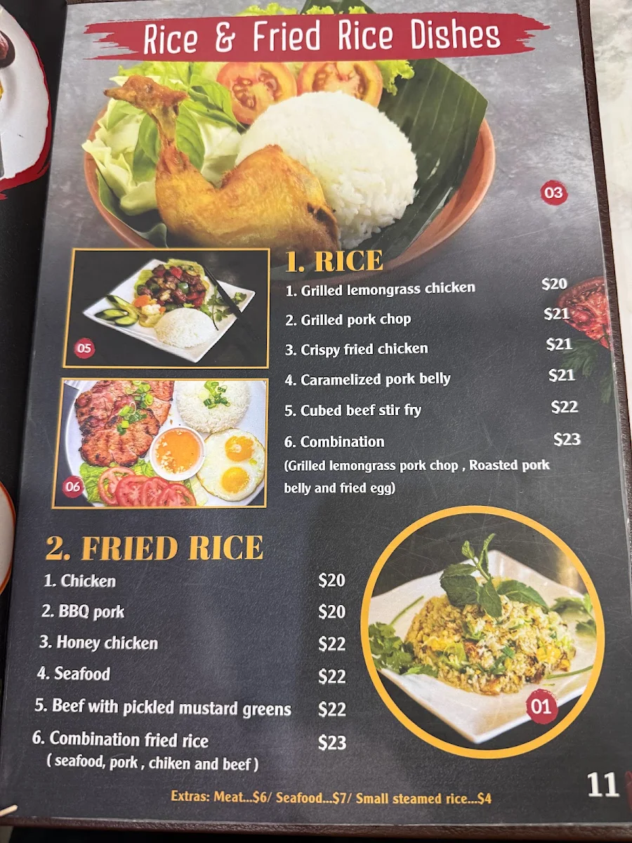 Menu, PHO777 Vietnamese Cuisine