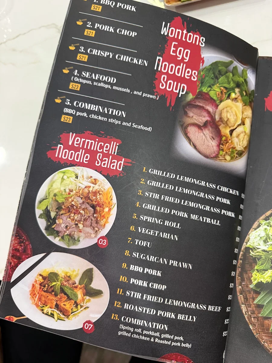 Menu, PHO777 Vietnamese Cuisine