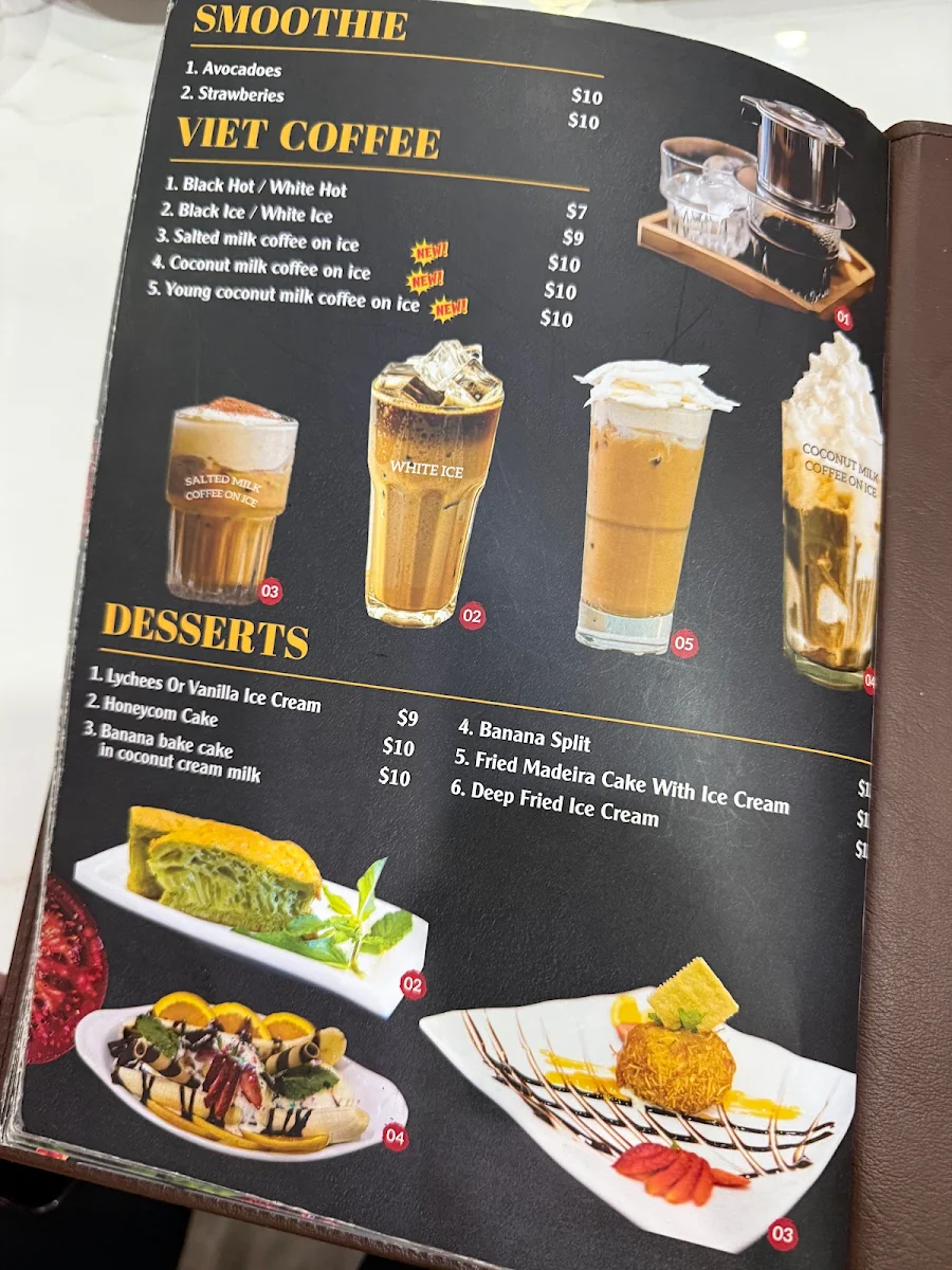 Menu, PHO777 Vietnamese Cuisine