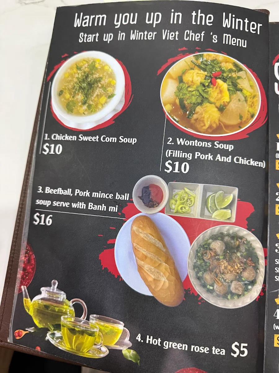 Menu, PHO777 Vietnamese Cuisine