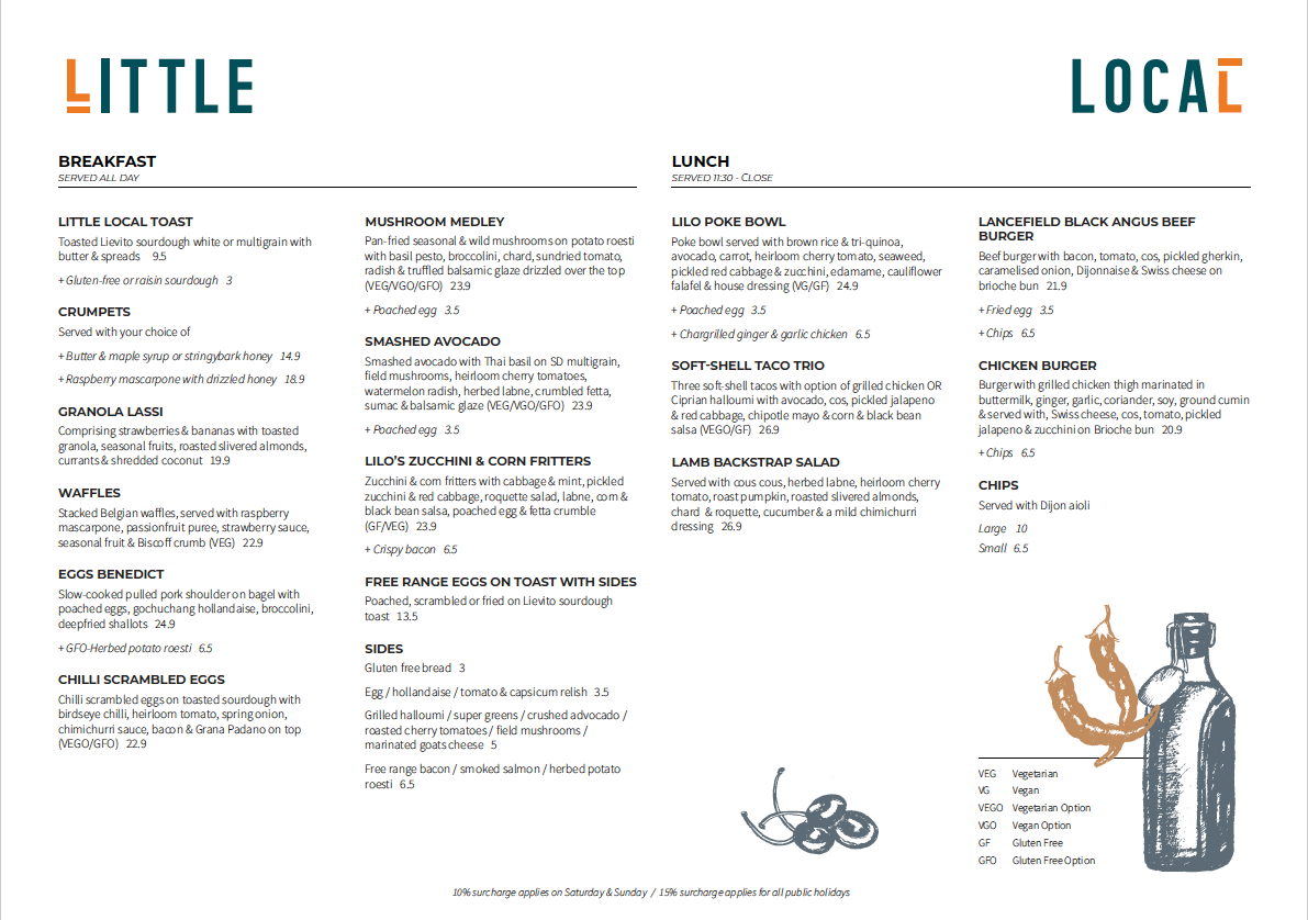 Menu, Little Local