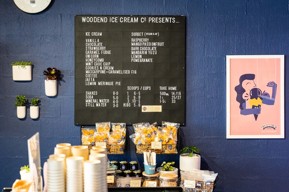 Menu, Woodend Ice Cream Co.