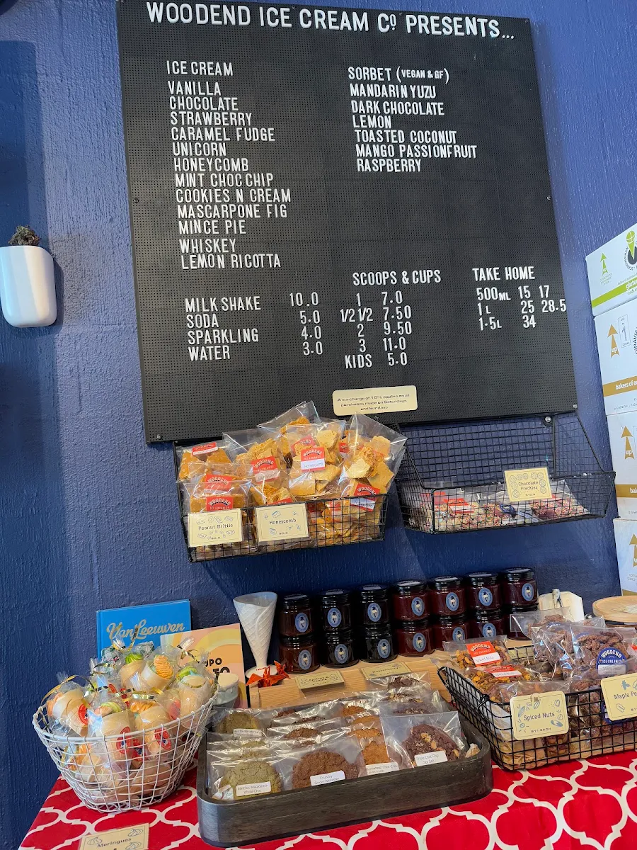 Menu, Woodend Ice Cream Co.