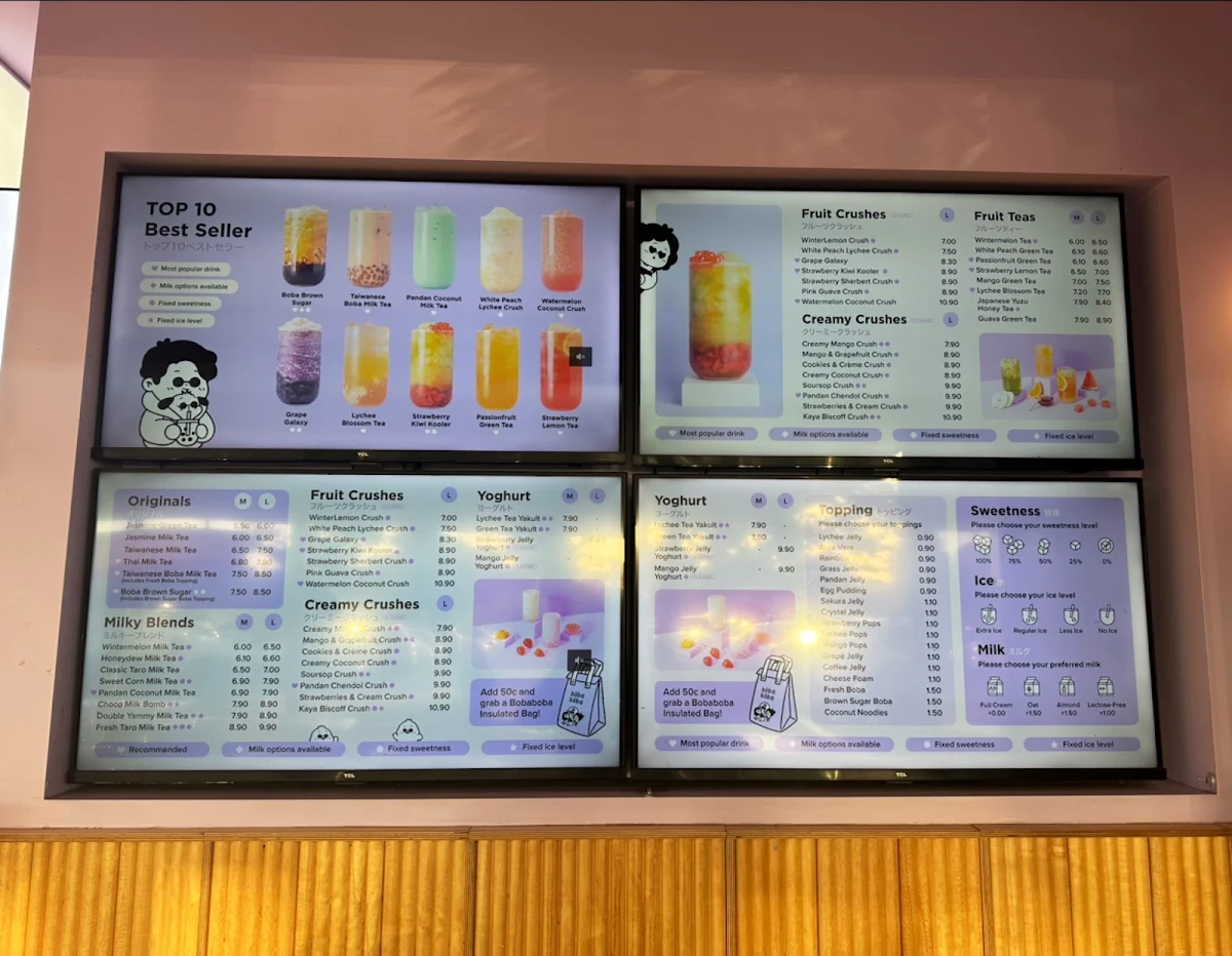 Menu, BOBABOBA KINGSWAY
