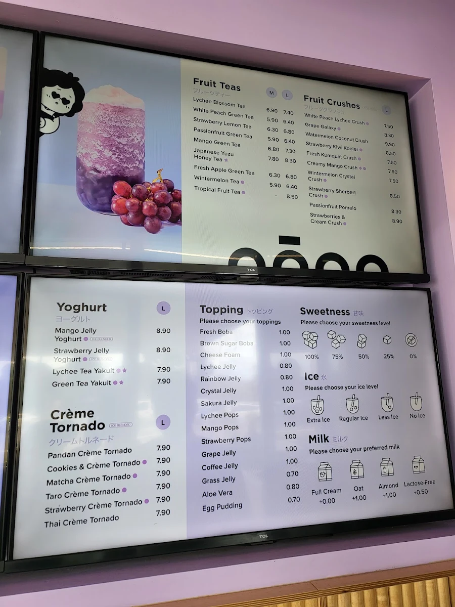 Menu, BOBABOBA KINGSWAY