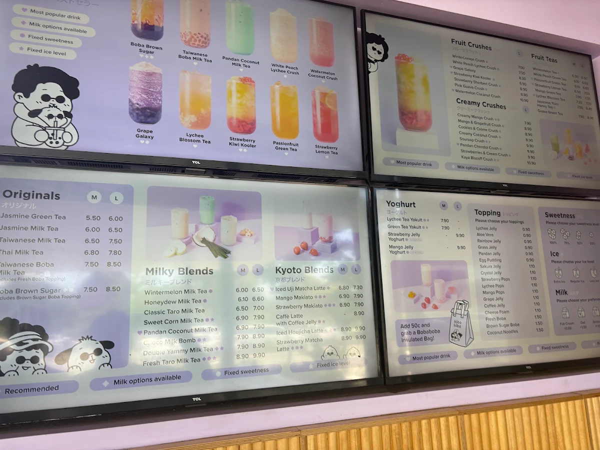 Menu, BOBABOBA KINGSWAY