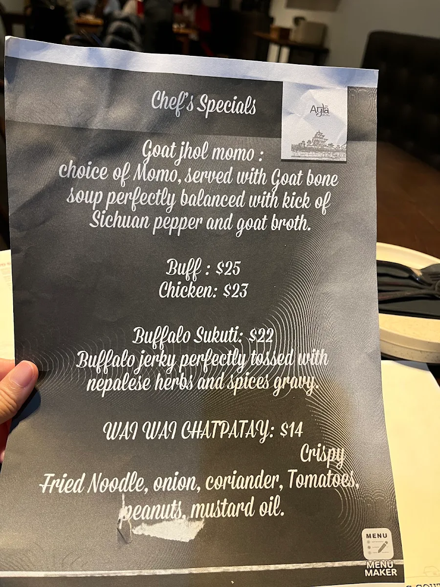 Menu, Ayla Bar & Restaurant