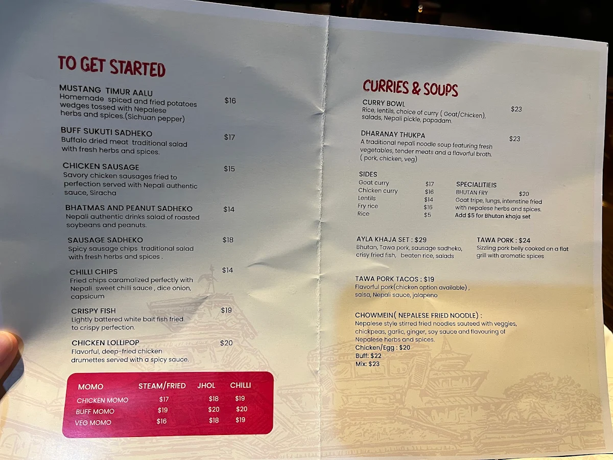 Menu, Ayla Bar & Restaurant