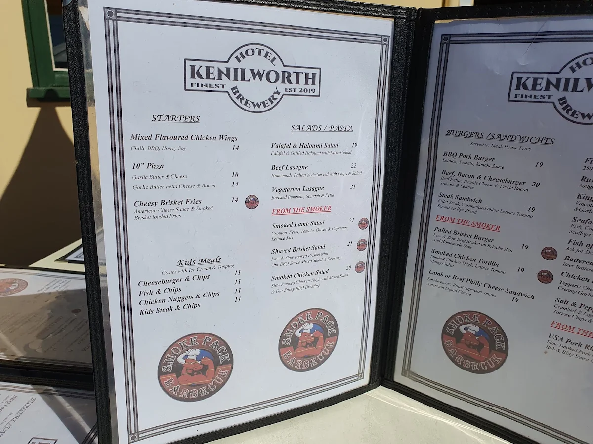 Menu, Kenilworth Bakery