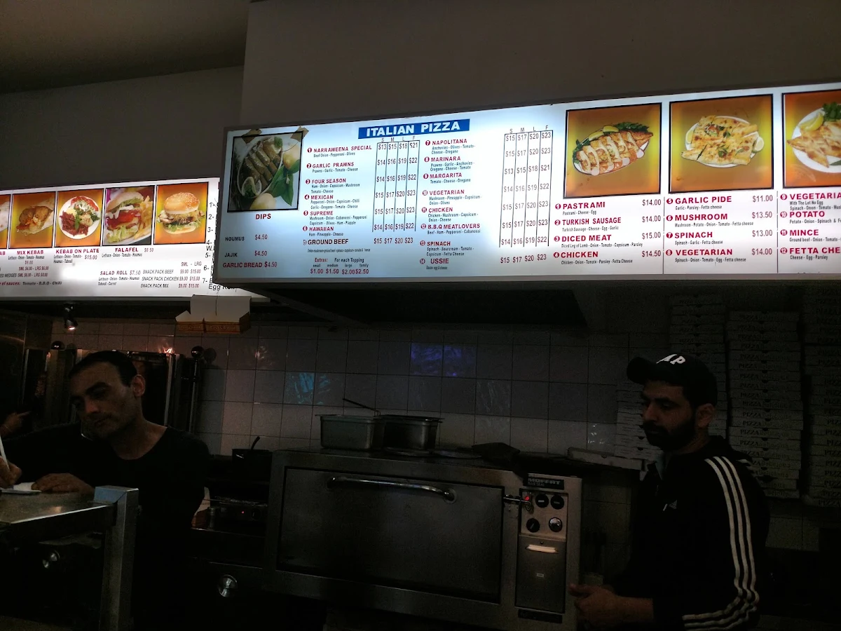 Menu, Narraweena Pizza Pida & Kebab House