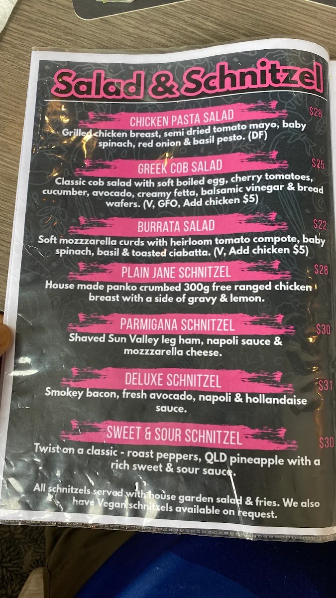 Menu, The Creek Tavern
