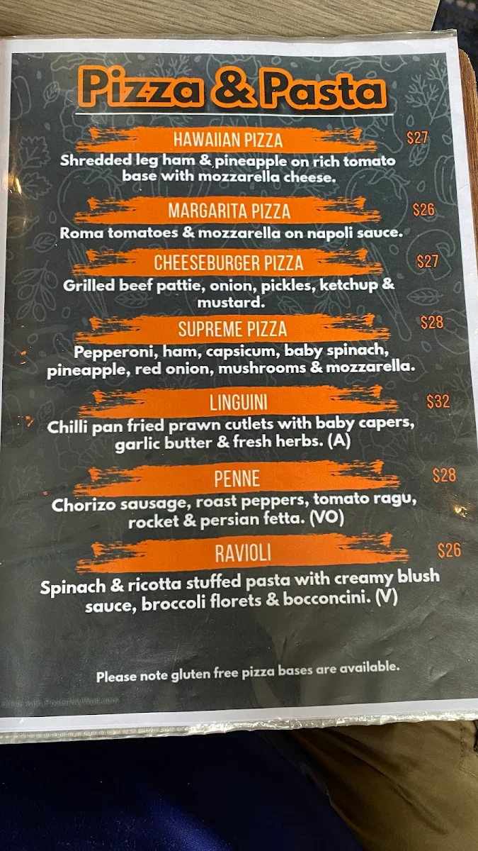 Menu, The Creek Tavern