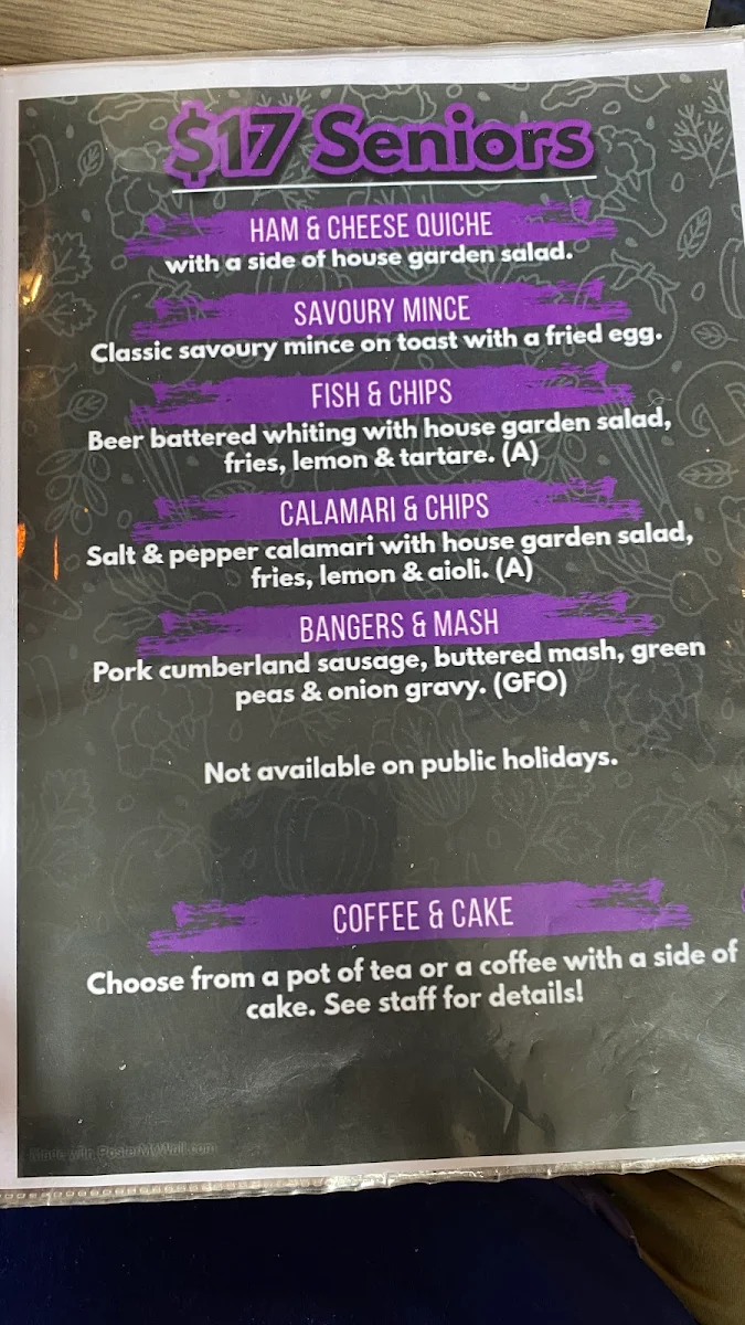 Menu, The Creek Tavern