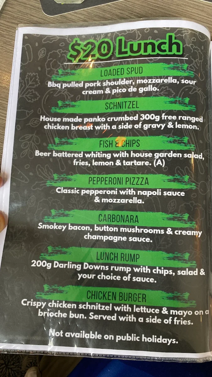 Menu, The Creek Tavern