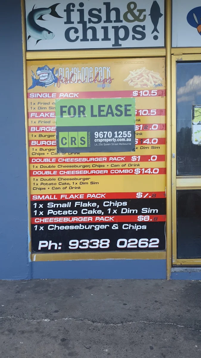 Menu, Gladstone Park Fish & Chips