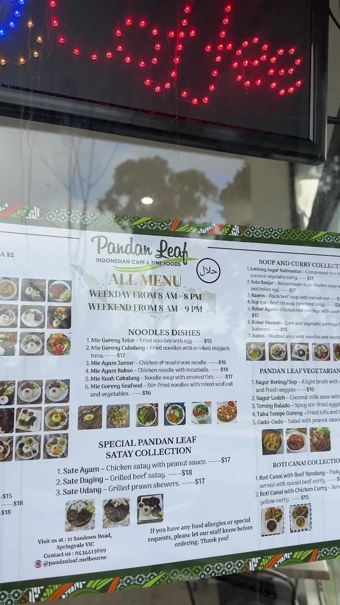 Menu, PandanLeaf Indonesia Cafe & Fine Foods