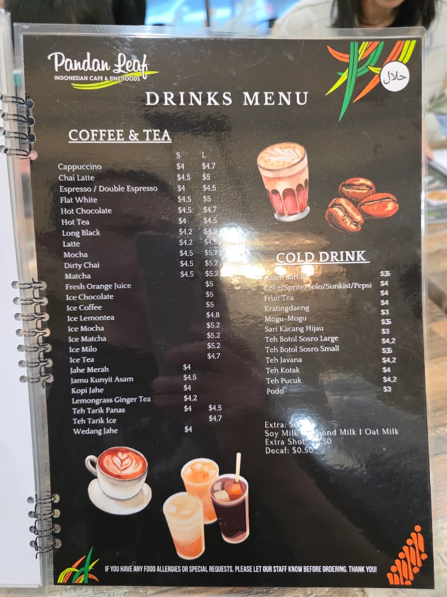 Menu, PandanLeaf Indonesia Cafe & Fine Foods