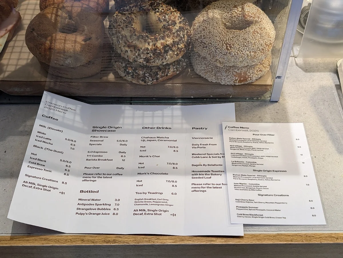 Menu, Crimson Coffee