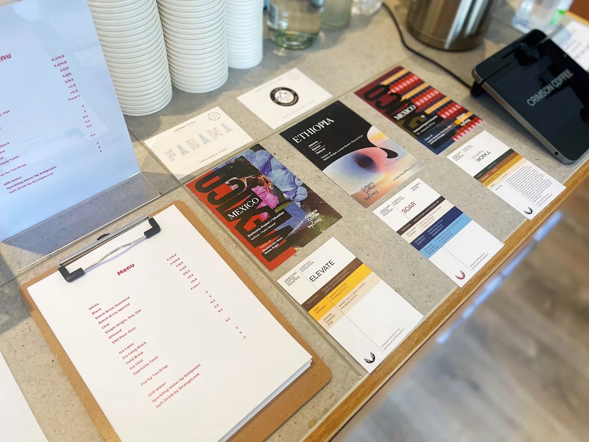 Menu, Crimson Coffee