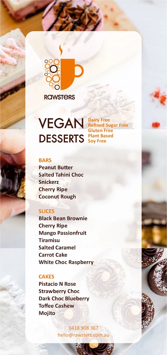 Menu, Rawsters Mobile Cafe Kenwick Coffee Van