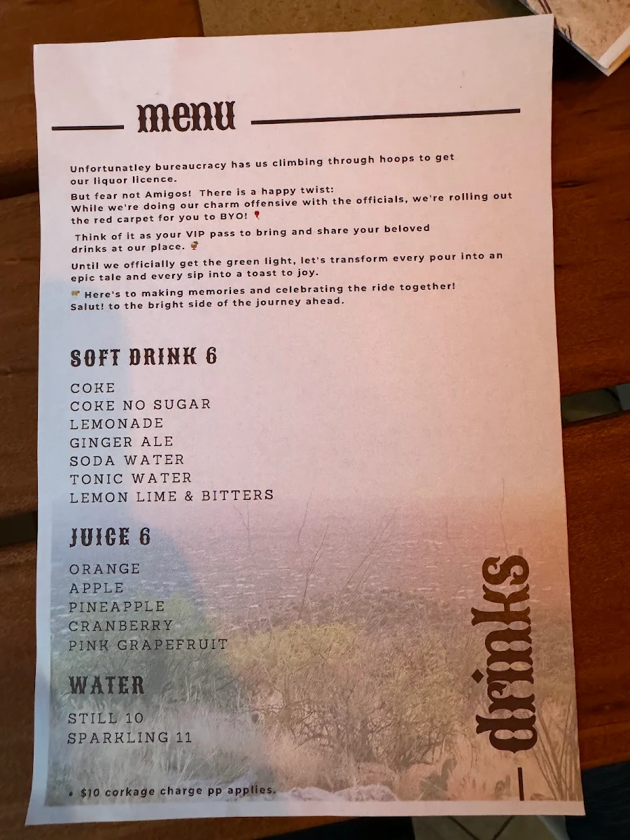 Menu, nude amigos kingscliff