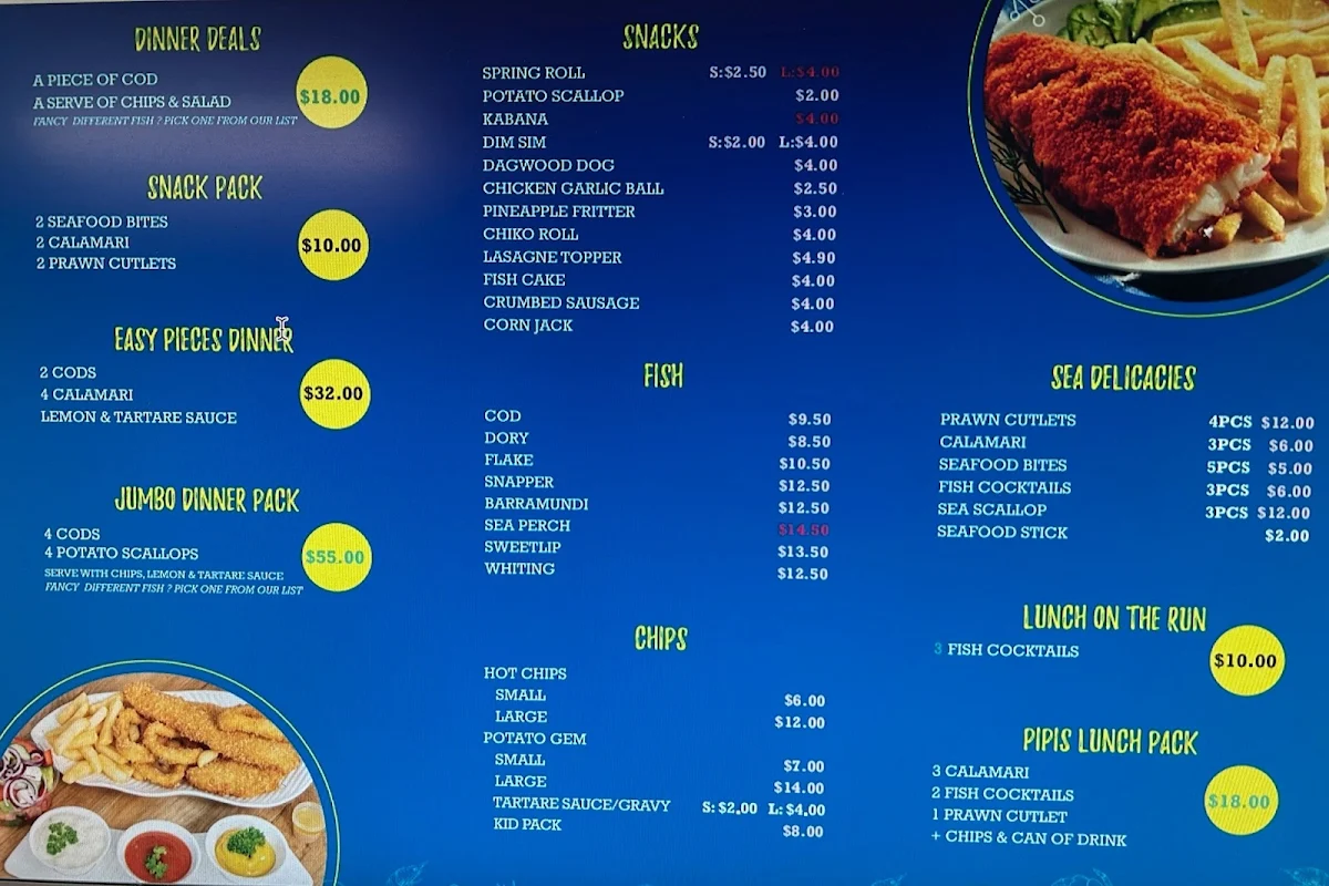 Menu, Pipis Seafood