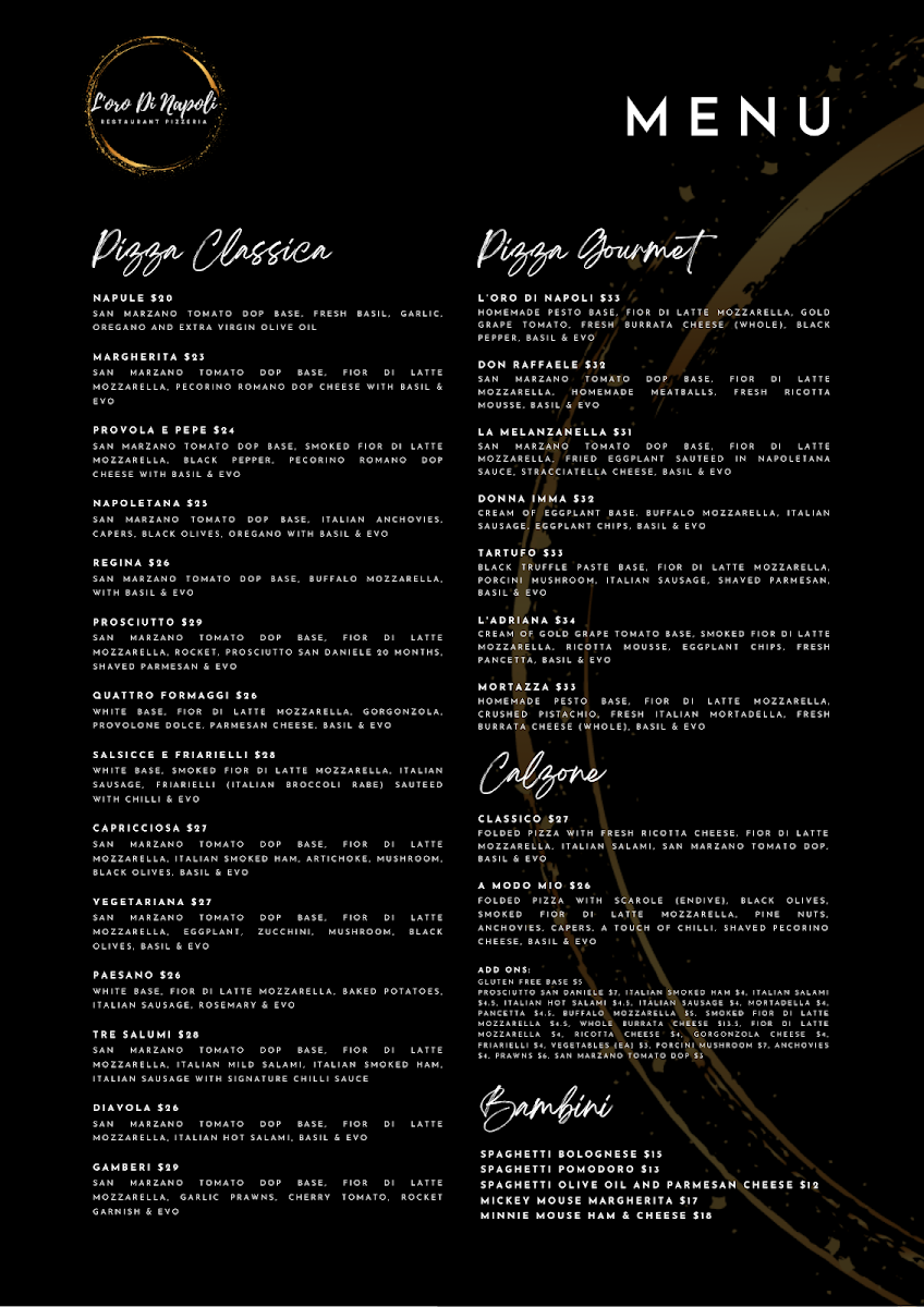 Menu, L'oro Di Napoli