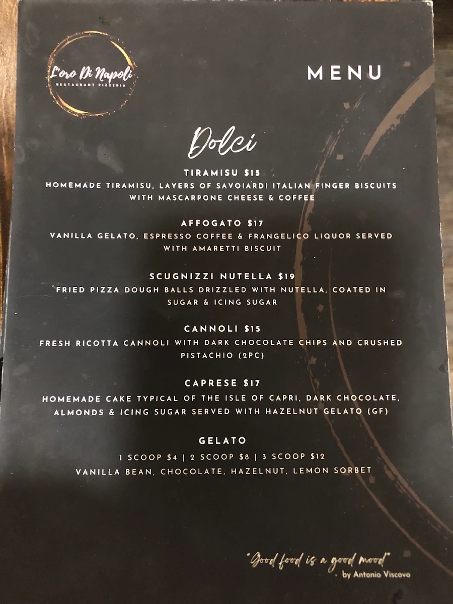 Menu, L'oro Di Napoli