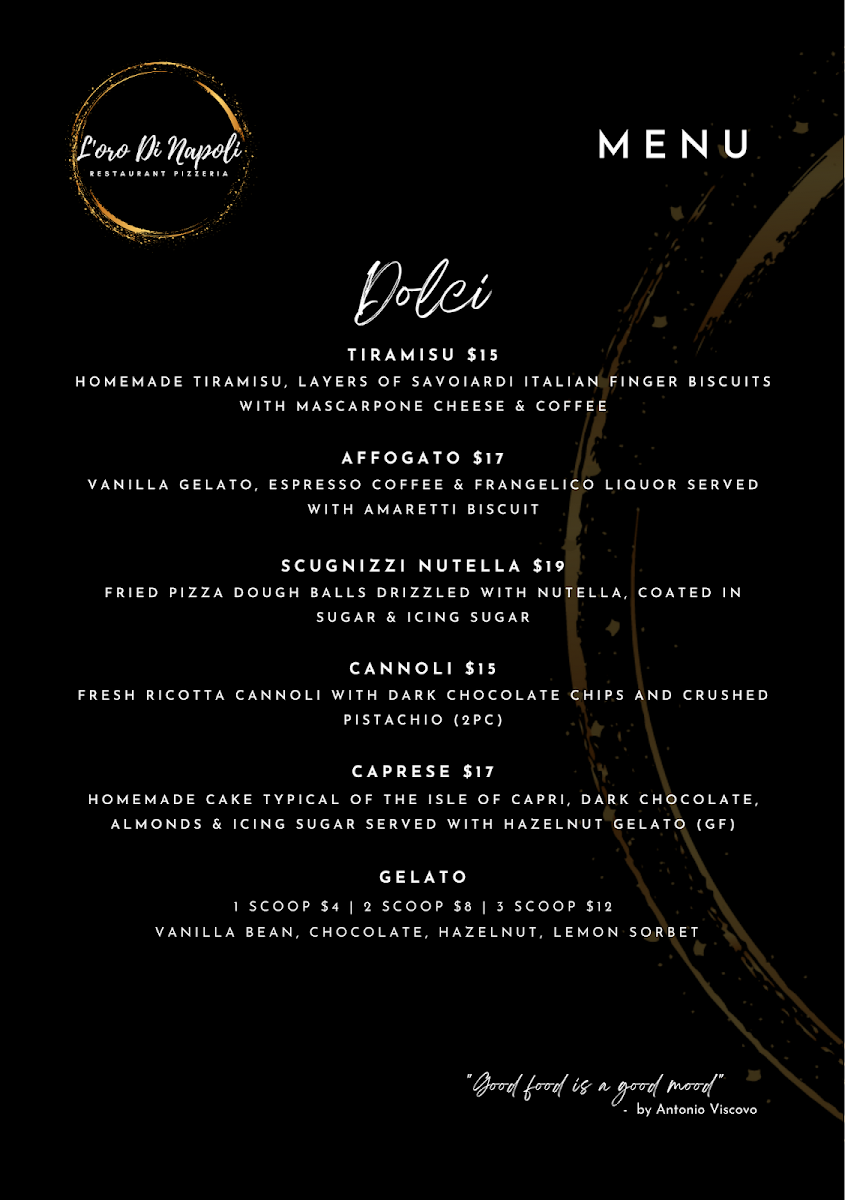 Menu, L'oro Di Napoli