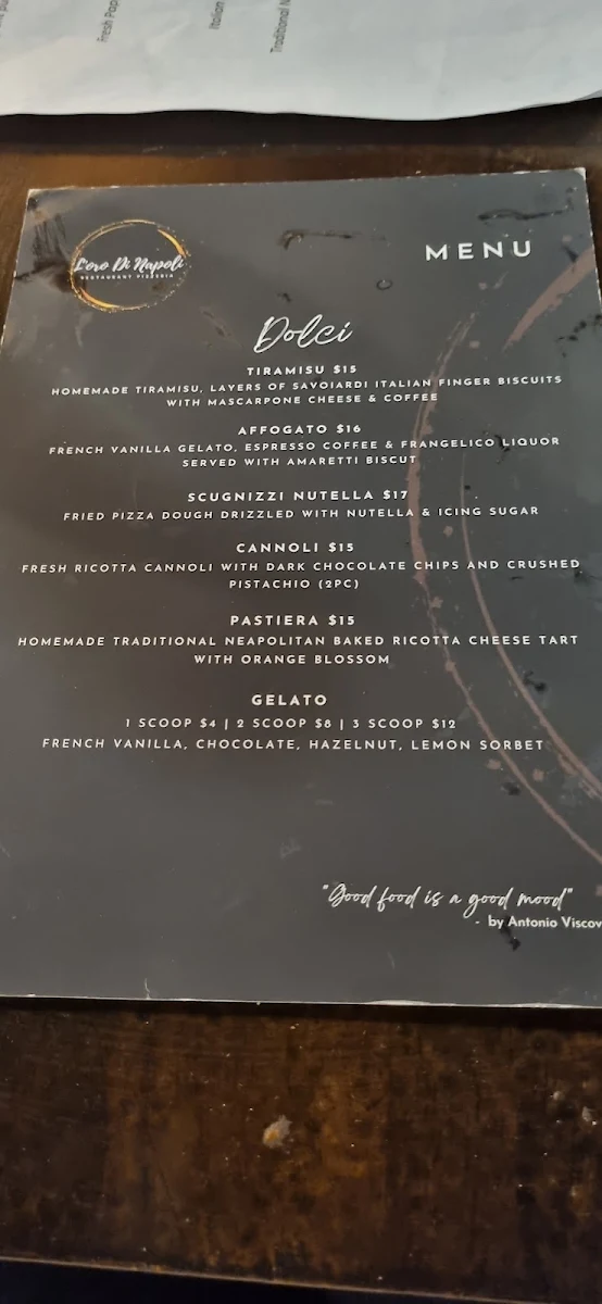 Menu, L'oro Di Napoli