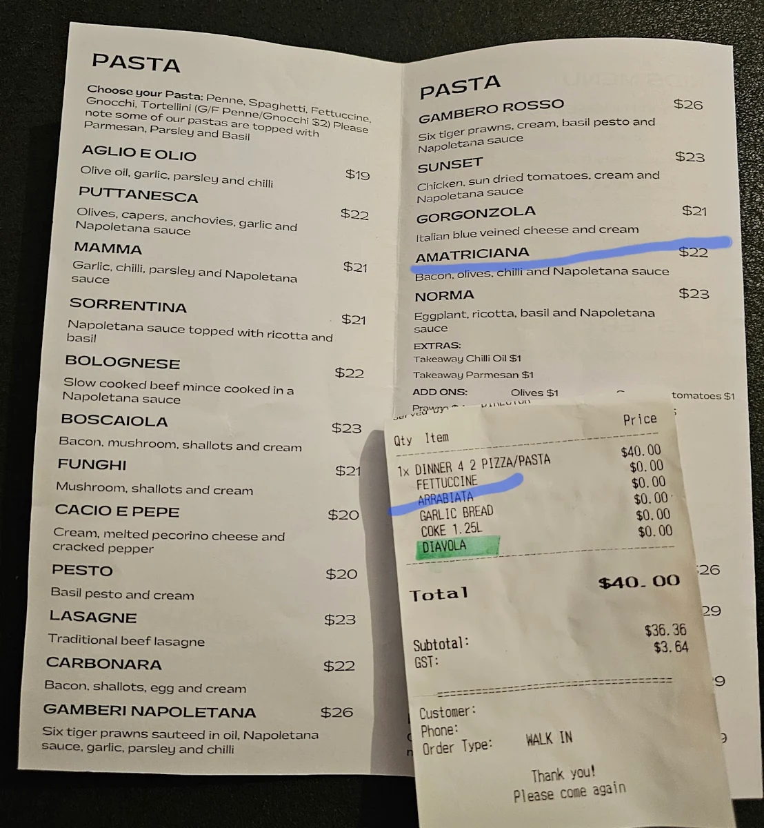 Menu, Loncini's Kitchen (Italian Takeaway)