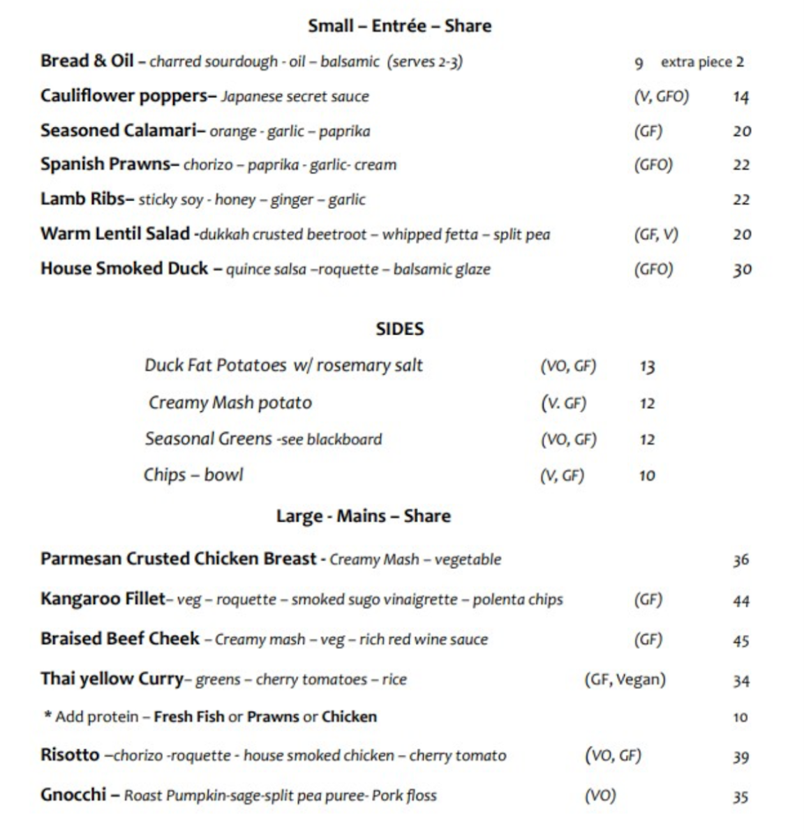 Menu, ANNAS RESTAURANT Preston