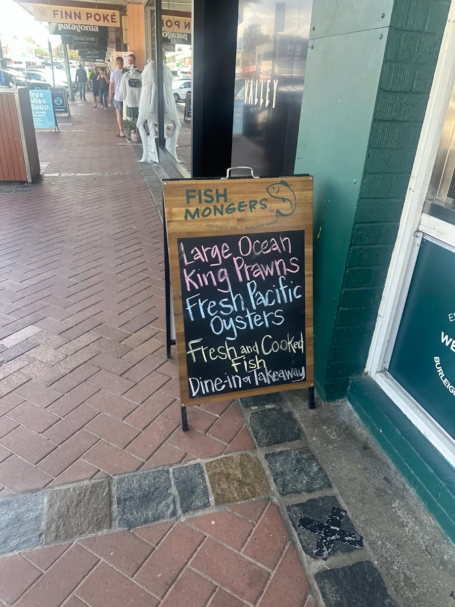 Menu, Burleigh Heads Fishmongers