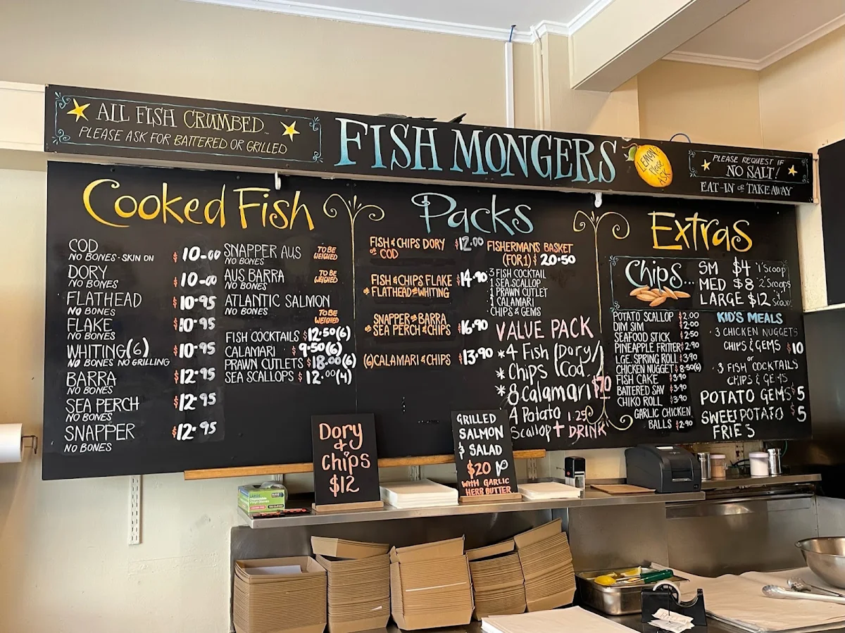 Menu, Burleigh Heads Fishmongers