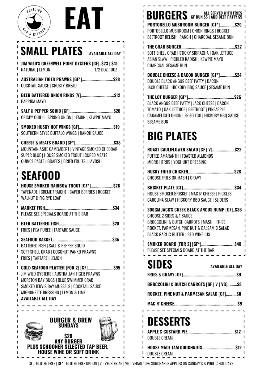 Menu, Huskisson Hotel