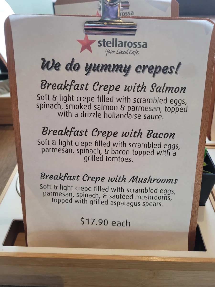 Menu, Stellarossa Aspley