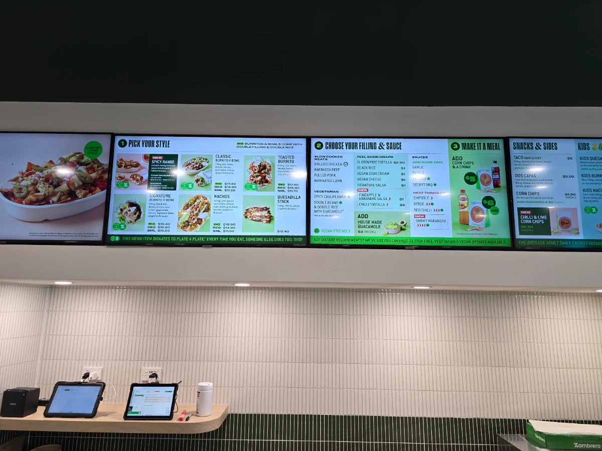 Menu, Zambrero Swan View