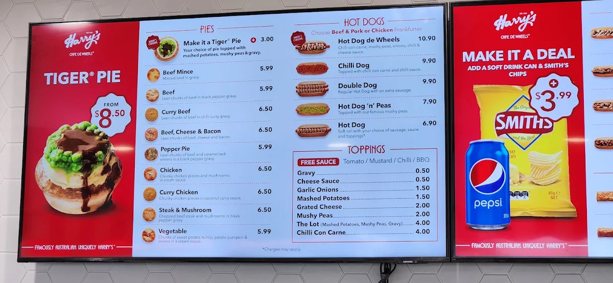 Menu, Harry's Café de Wheels Express - St Marys