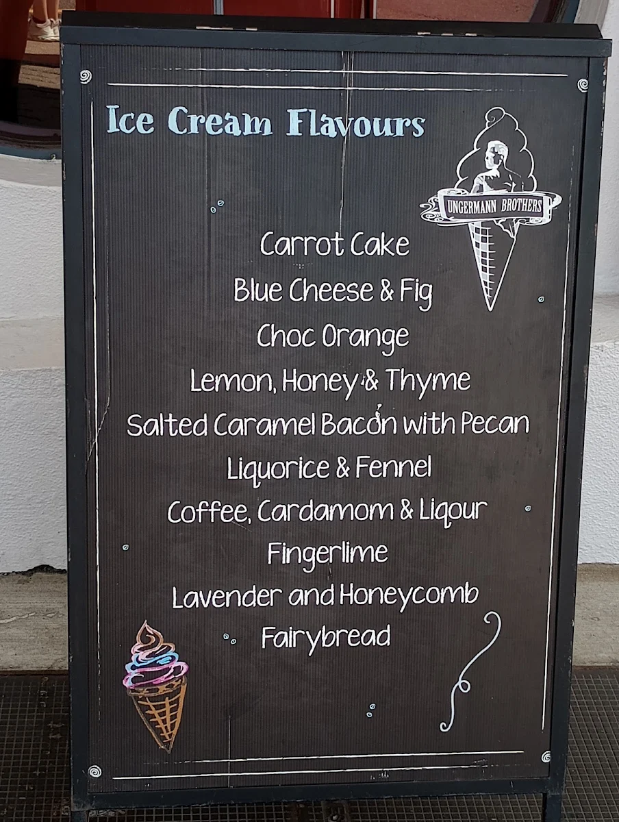 Menu, Ungermann Brothers Ipswich